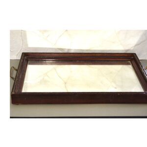 Vintage Mirrored Tray Brass Handles Wood Frame Dresser And Vanity Use Decor